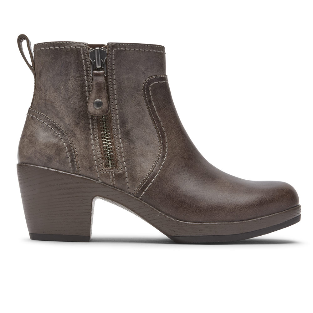 Botas Rockport Mulher Marrom Escuro - Cobb Hill Presley Zipper - 37856BZYC